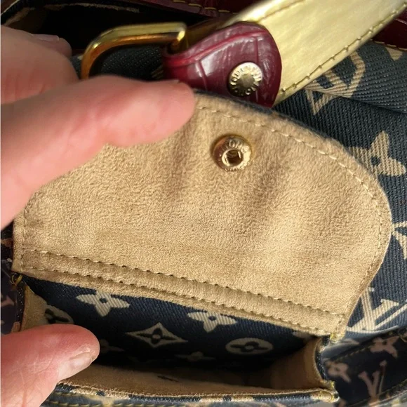 Iconic Monogram sturdy denim Canvas Shoulder Bag - Navy-Red-White gold hardware - Picture 12 of 16